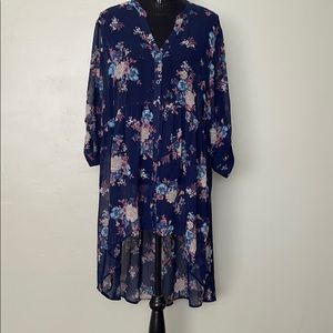 Floral low high blouse